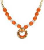 Girls Orange Ethnic Necklace