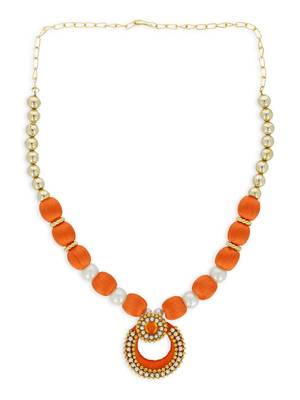 Girls Orange Ethnic Necklace 2