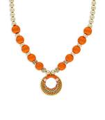 Girls Orange Ethnic Necklace