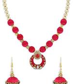 Girls Red Kundan Stone Ethnic Necklace Set