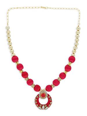 Girls Red Kundan Stone Ethnic Necklace Set 2