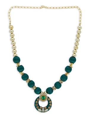 Girls Green Kundan Stone Ethnic Necklace Set 2