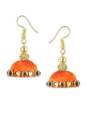 Girls Orange Kundan Stone Ethnic Necklace Set 3
