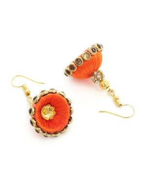Girls Orange Kundan Stone Ethnic Necklace Set 4