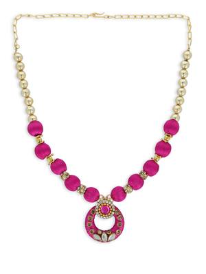 Girls Pink Kundan Stone Ethnic Necklace Set 2