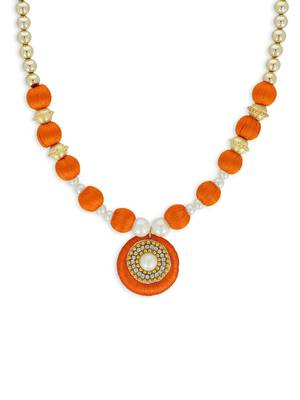 Girls Orange Ethnic Necklace 1