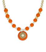 Girls Orange Ethnic Necklace