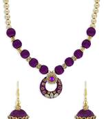 Girls Purple Kundan Stone Ethnic Necklace Set