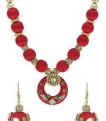 Girls Red Kundan Stone Ethnic Necklace Set