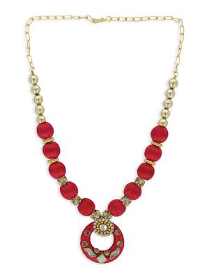 Girls Red Kundan Stone Ethnic Necklace Set 2