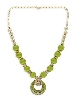 Girls Green Kundan Stone Ethnic Necklace Set 2