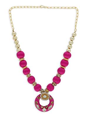 Girls Pink Kundan Stone Ethnic Necklace Set 2