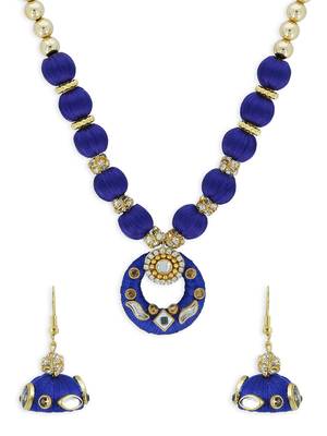 Girls Blue Kundan Stone Ethnic Necklace Set 1