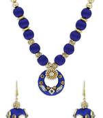 Girls Blue Kundan Stone Ethnic Necklace Set