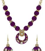 Girls Purple Kundan Stone Ethnic Necklace Set