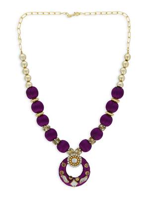 Girls Purple Kundan Stone Ethnic Necklace Set 2