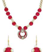 Girls Red Kundan Stone Ethnic Necklace Set
