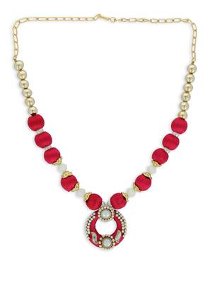 Girls Red Kundan Stone Ethnic Necklace Set 2