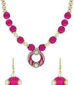 Girls Pink Kundan Stone Ethnic Necklace Set