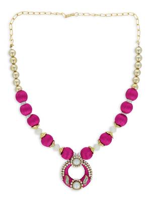 Girls Pink Kundan Stone Ethnic Necklace Set 2