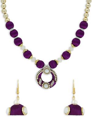 Girls Purple Kundan Stone Ethnic Necklace Set 1