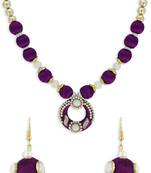 Girls Purple Kundan Stone Ethnic Necklace Set