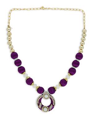 Girls Purple Kundan Stone Ethnic Necklace Set 2