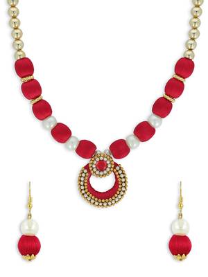 Girls Red Ethnic Necklace Set 1