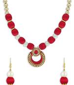 Girls Red Ethnic Necklace Set