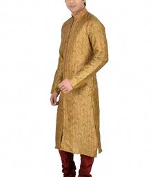 Beige  Kurta Art Embroidered Banarasi Silk Aligadhi Pant main image 1