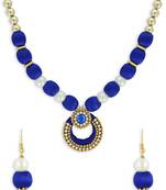 Girls Blue Ethnic Necklace Set