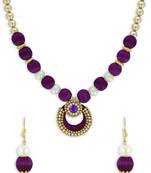 Girls Purple Ethnic Necklace Set