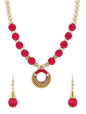 Girls Red Ethnic Necklace Set 1