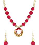 Girls Red Ethnic Necklace Set