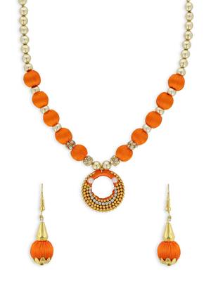 Girls Orange Ethnic Necklace Set 1