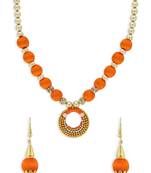 Girls Orange Ethnic Necklace Set