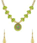 Girls Green Ethnic Necklace Set