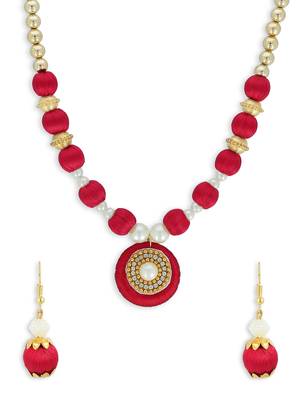 Girls Red Ethnic Necklace Set 1