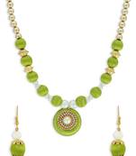 Girls Green Ethnic Necklace Set