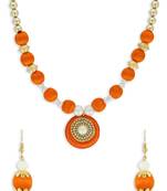 Girls Orange Ethnic Necklace Set