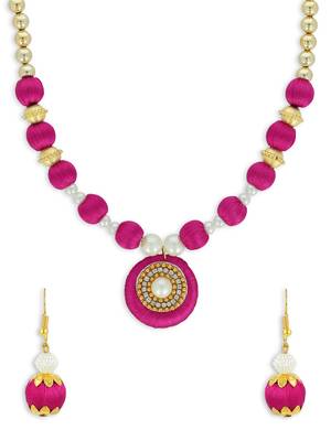 Girls Pink Ethnic Necklace Set 1