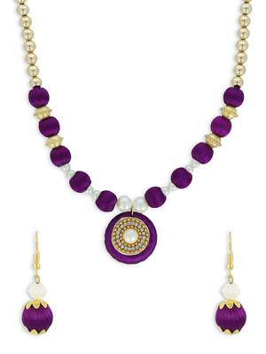 Girls Purple Ethnic Necklace Set 1