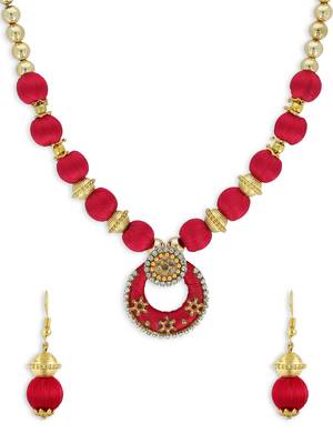 Girls Red Ethnic Necklace Set 1