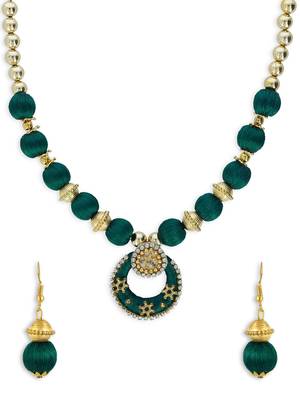Girls Green Ethnic Necklace Set 1