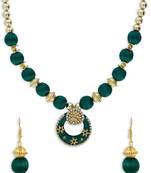 Girls Green Ethnic Necklace Set