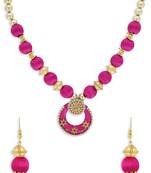 Girls Pink Ethnic Necklace Set