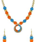 Girls Blue Ethnic Necklace Set