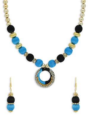 Girls Blue Ethnic Necklace Set 1