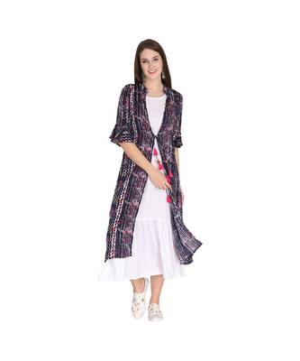 Printed Shurg Jacket With Flare Hem Long Kurta 1