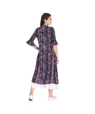 Printed Shurg Jacket With Flare Hem Long Kurta 3